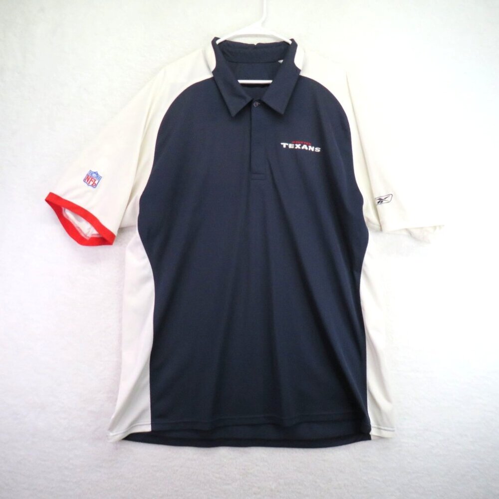Houston Texans‎ Reebok NFL Mens Size 2XL Polo Shirt Navy White Short Sleeve
